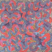 Aboriginal Art by Vanetta Nampijinpa Hudson, Warlukurlangu Jukurrpa (Fire country Dreaming), 91x91cm - ART ARK®