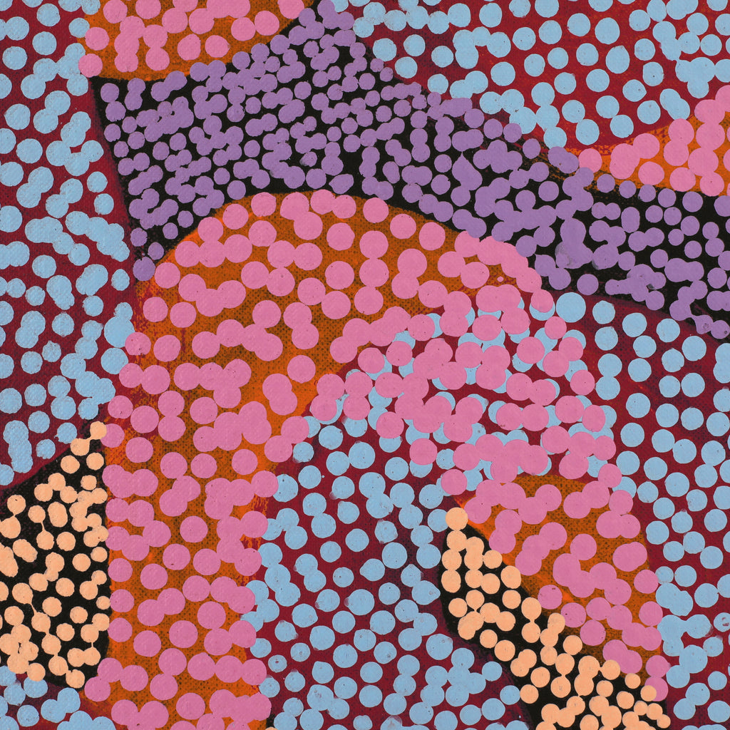 Aboriginal Artwork by Vanetta Nampijinpa Hudson, Warlukurlangu Jukurrpa (Fire country Dreaming), 91x91cm