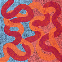Aboriginal Artwork by Vanetta Nampijinpa Hudson, Warlukurlangu Jukurrpa (Fire country Dreaming), 91x91cm