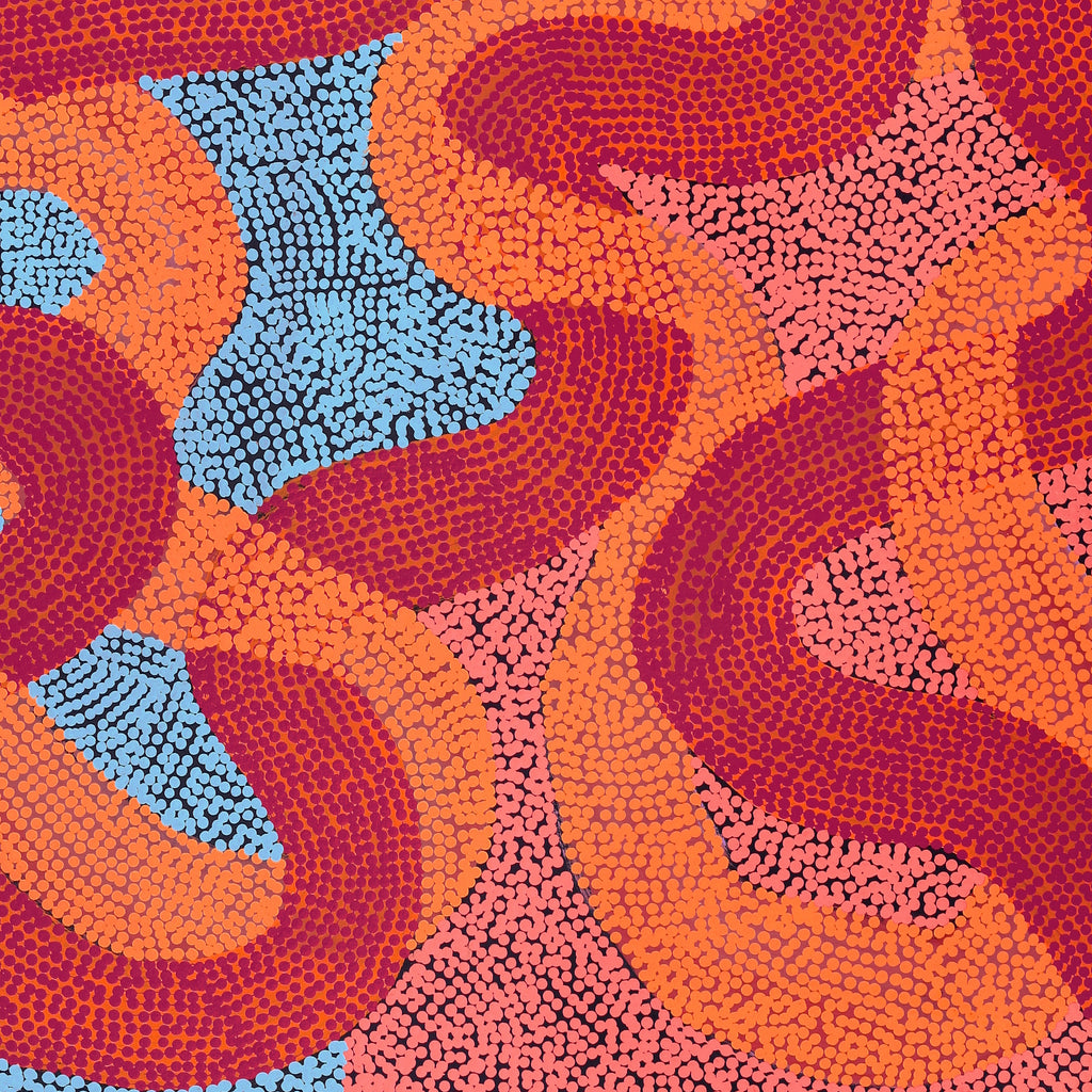 Aboriginal Artwork by Vanetta Nampijinpa Hudson, Warlukurlangu Jukurrpa (Fire country Dreaming), 91x91cm