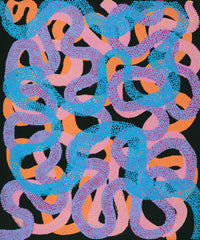 Aboriginal Artwork by Vanetta Nampijinpa Hudson, Warlukurlangu Jukurrpa (Fire country Dreaming), 91x76cm