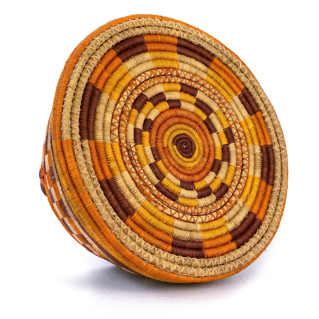 Aboriginal Artwork by Vietta Worriddjol, Coil Basket, 41x36cm