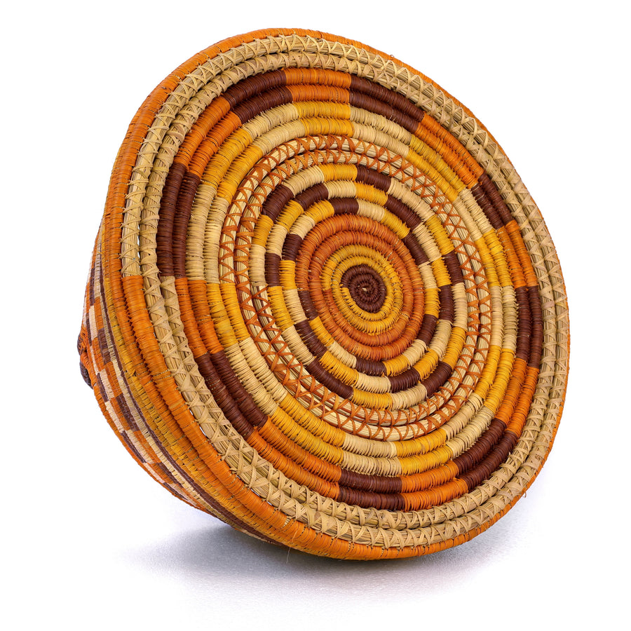 Aboriginal Artwork by Vietta Worriddjol, Coil Basket, 41x36cm