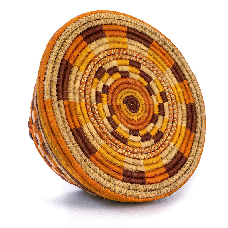 Aboriginal Artwork by Vietta Worriddjol, Coil Basket, 41x36cm
