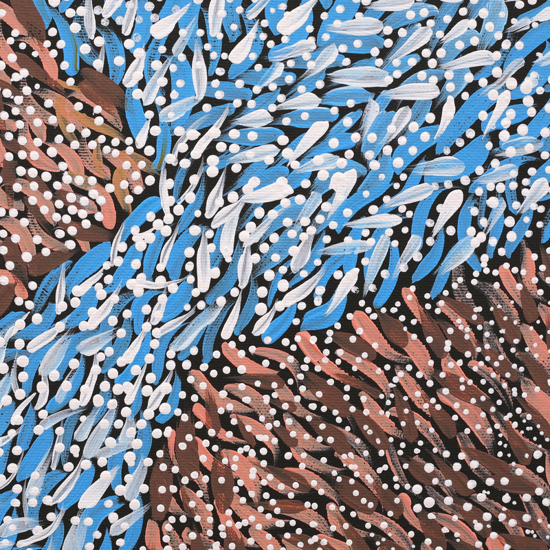 Aboriginal Artwork by Violet Napurrurla Malbunka, Warlukurlangu Jukurrpa (Fire country Dreaming), 30x30cm