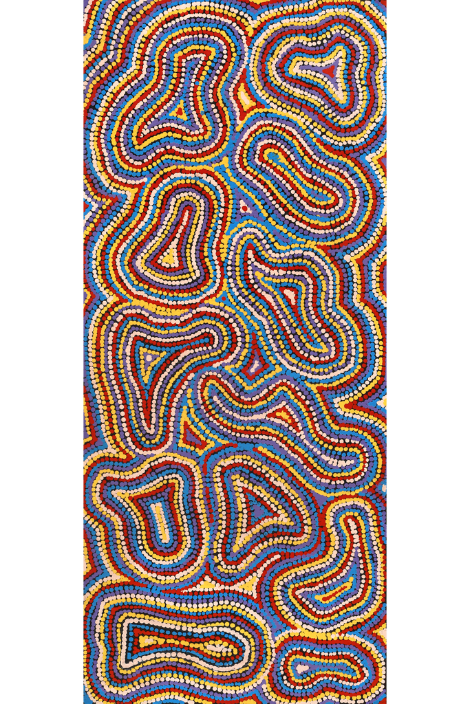 Aboriginal Artwork by Virginia Napaljarri Sims, Mina Mina Jukurrpa (Mina Mina Dreaming), 107x46cm - ART ARK®
