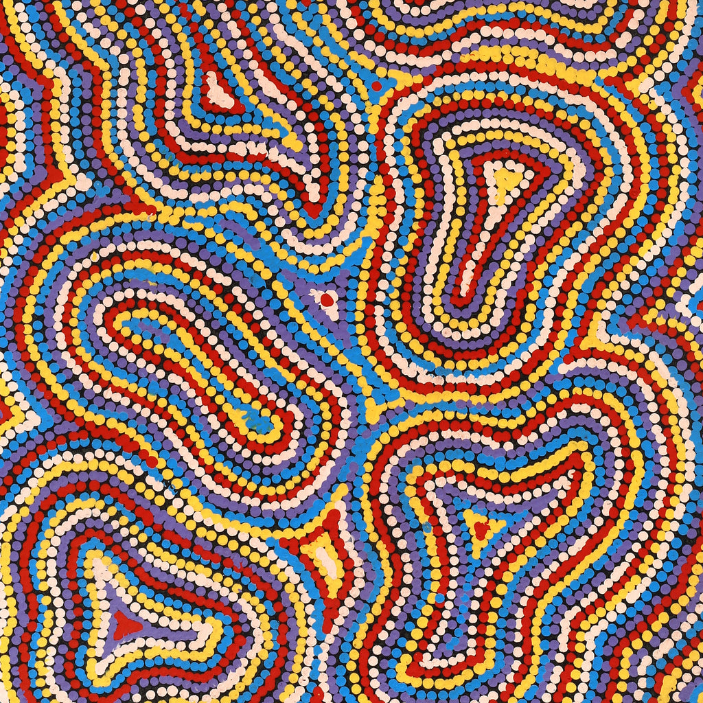 Aboriginal Artwork by Virginia Napaljarri Sims, Mina Mina Jukurrpa (Mina Mina Dreaming), 107x46cm