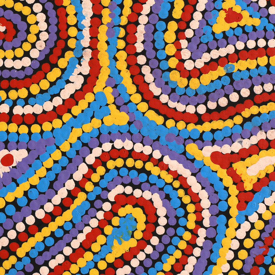 Aboriginal Artwork by Virginia Napaljarri Sims, Mina Mina Jukurrpa (Mina Mina Dreaming), 107x46cm