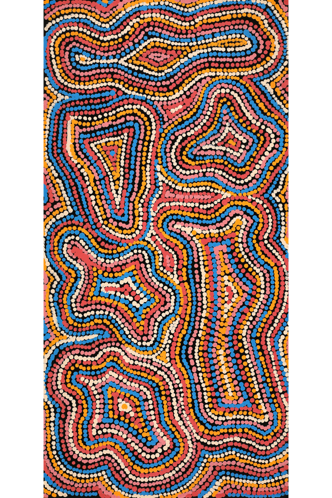 Aboriginal Artwork by Virginia Napaljarri Sims, Mina Mina Jukurrpa (Mina Mina Dreaming), 61x30cm