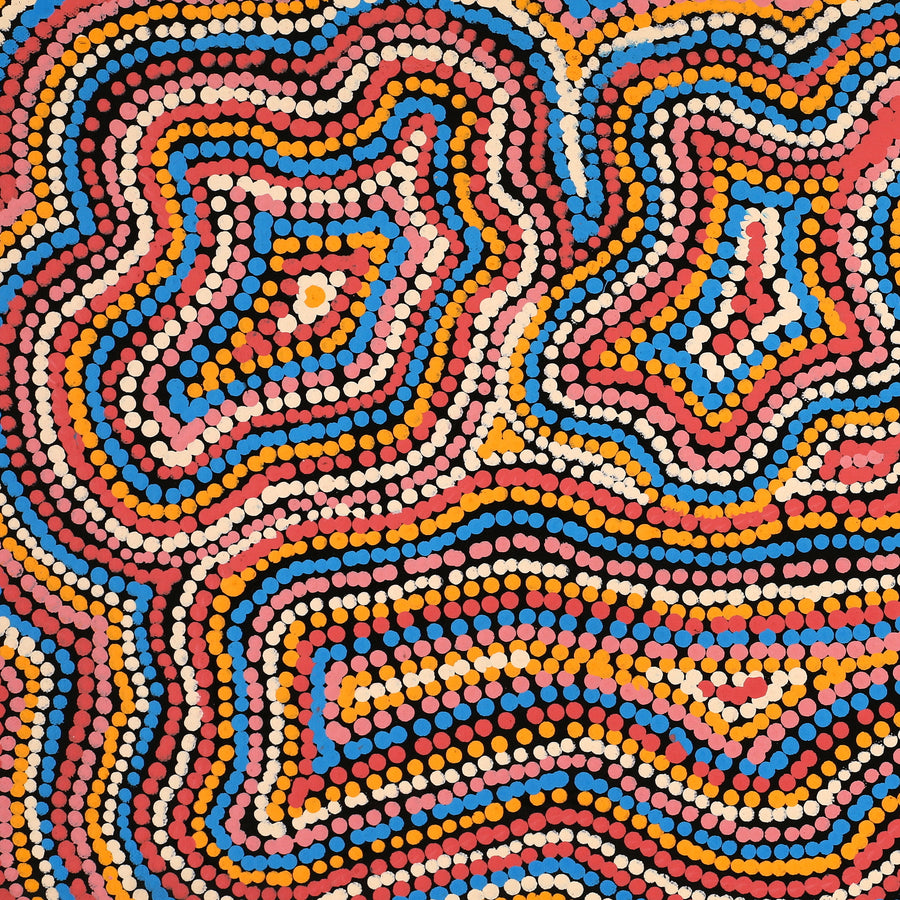 Aboriginal Artwork by Virginia Napaljarri Sims, Mina Mina Jukurrpa (Mina Mina Dreaming), 61x30cm