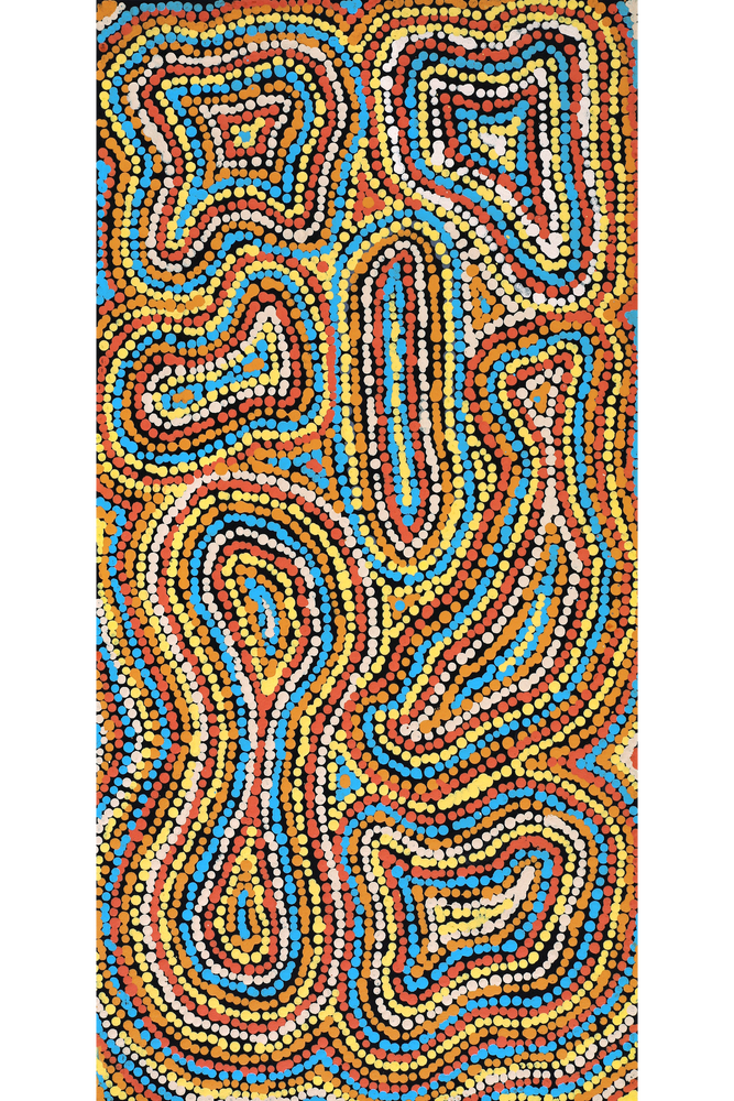 Aboriginal Artwork by Virginia Napaljarri Sims, Mina Mina Jukurrpa (Mina Mina Dreaming), 61x30cm