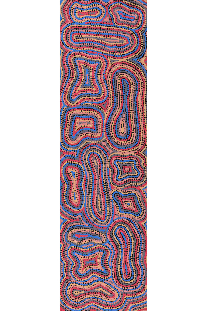 Aboriginal Artwork by Virginia Napaljarri Sims, Mina Mina Jukurrpa (Mina Mina Dreaming), 107x30cm