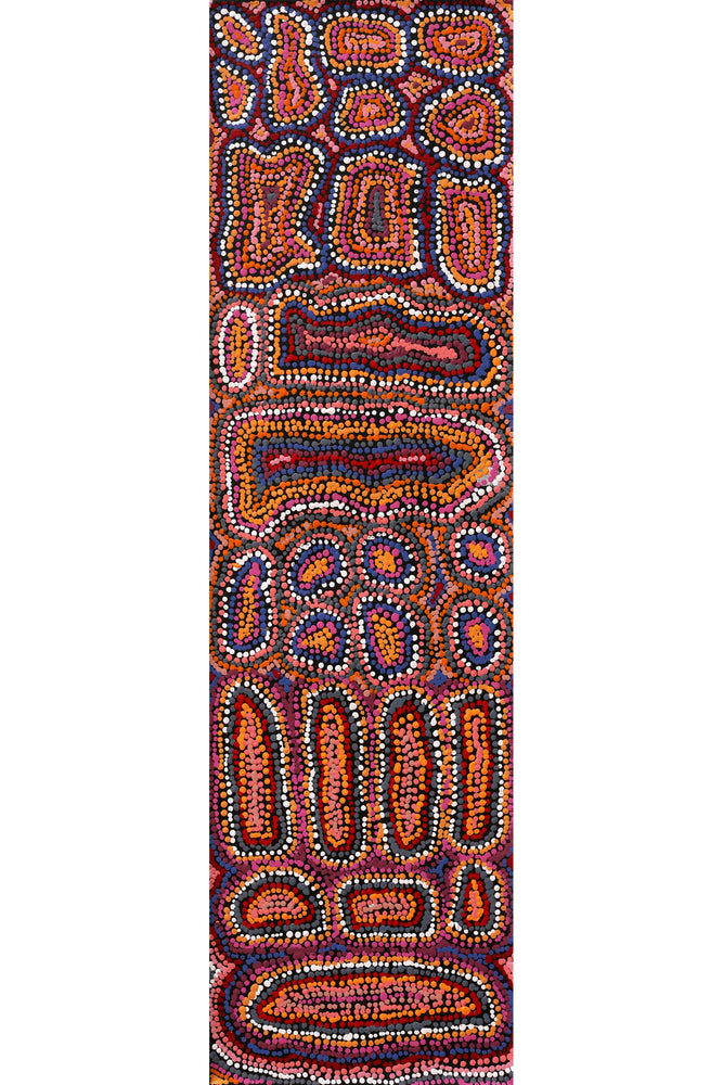 Aboriginal Artwork by Virginia Napaljarri Sims, Mina Mina Jukurrpa (Mina Mina Dreaming) - Ngalyipi, 107x30cm