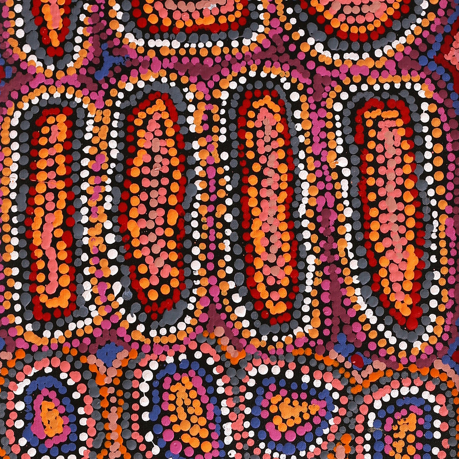 Aboriginal Artwork by Virginia Napaljarri Sims, Mina Mina Jukurrpa (Mina Mina Dreaming) - Ngalyipi, 107x30cm
