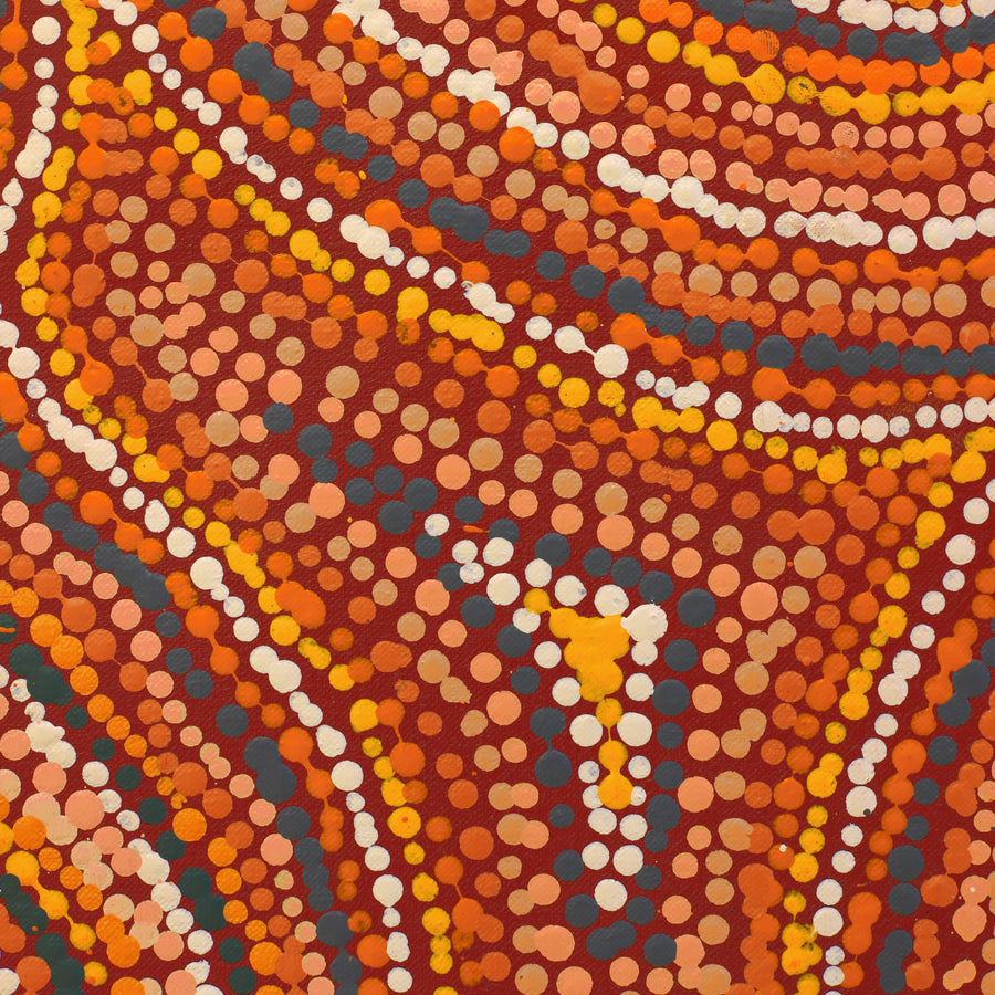 Aboriginal Artwork by Virginia Napaljarri Sims, Mina Mina Jukurrpa (Mina Mina Dreaming) - Ngalyipi, 107x91cm