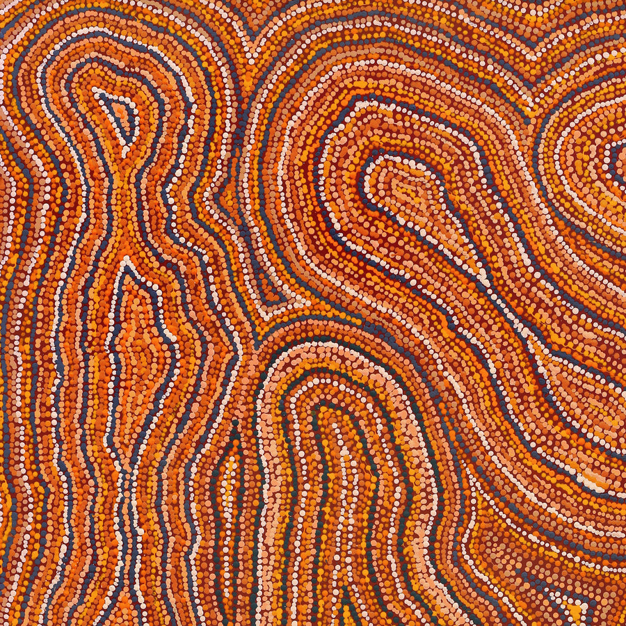 Aboriginal Artwork by Virginia Napaljarri Sims, Mina Mina Jukurrpa (Mina Mina Dreaming) - Ngalyipi, 107x91cm