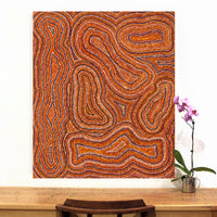 Aboriginal Artwork by Virginia Napaljarri Sims, Mina Mina Jukurrpa (Mina Mina Dreaming) - Ngalyipi, 107x91cm