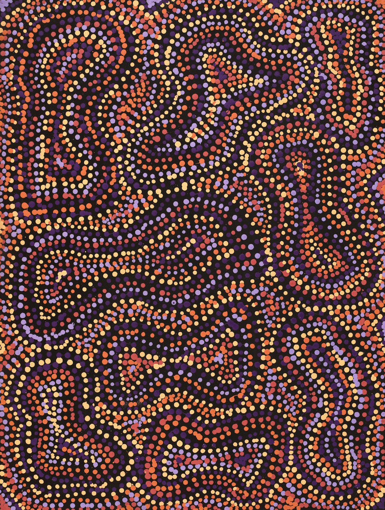 Aboriginal Artwork by Virginia Napaljarri Sims, Mina Mina Jukurrpa (Mina Mina Dreaming), 61x46cm
