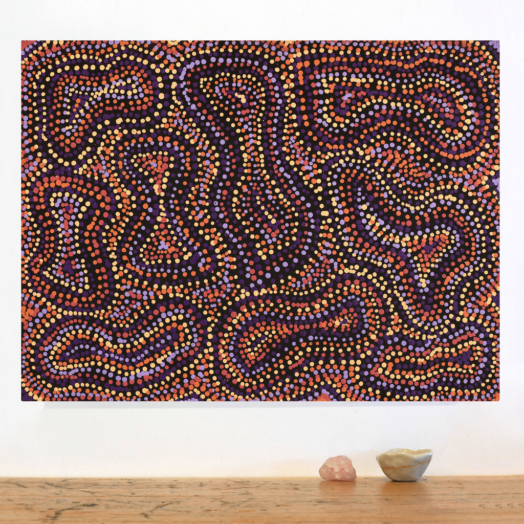 Aboriginal Art by Virginia Napaljarri Sims, Mina Mina Jukurrpa (Mina Mina Dreaming), 61x46cm - ART ARK®