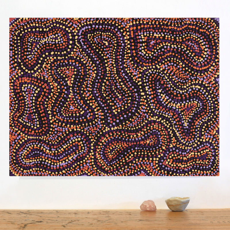 Aboriginal Artwork by Virginia Napaljarri Sims, Mina Mina Jukurrpa (Mina Mina Dreaming), 61x46cm