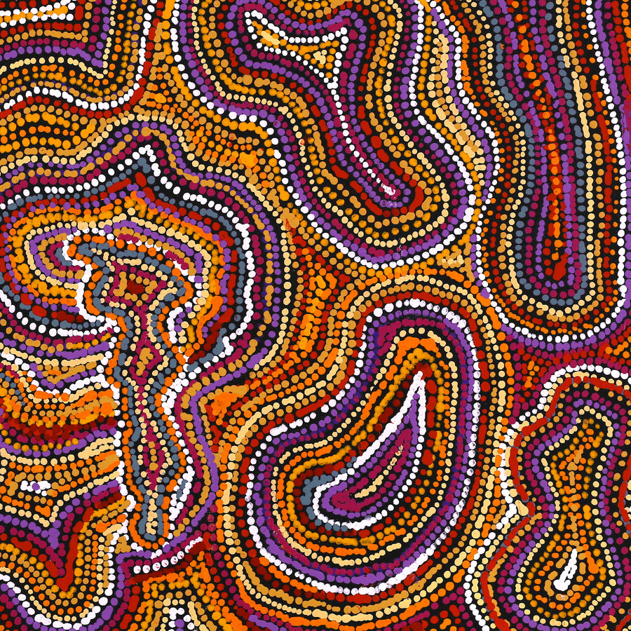 Aboriginal Artwork by Virginia Napaljarri Sims, Mina Mina Jukurrpa (Mina Mina Dreaming), 61x61cm