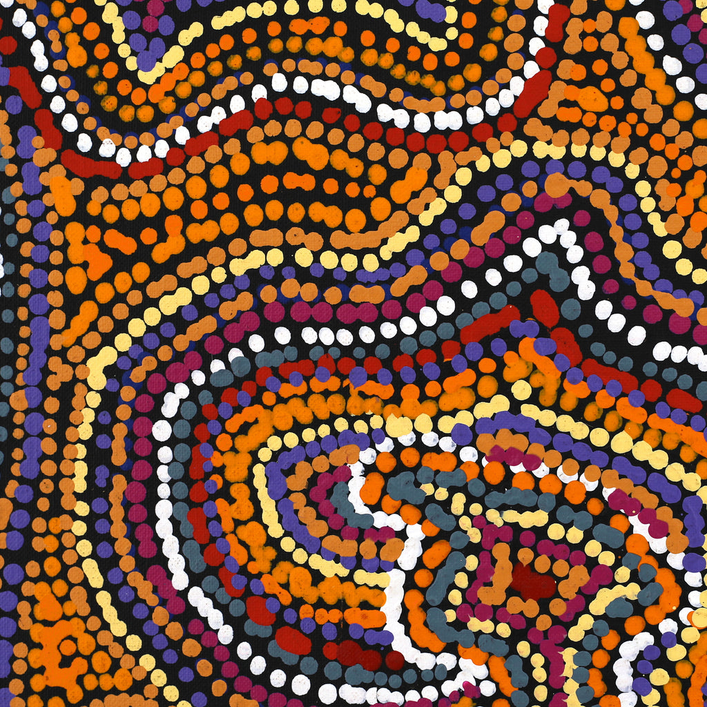 Aboriginal Artwork by Virginia Napaljarri Sims, Mina Mina Jukurrpa (Mina Mina Dreaming), 61x61cm
