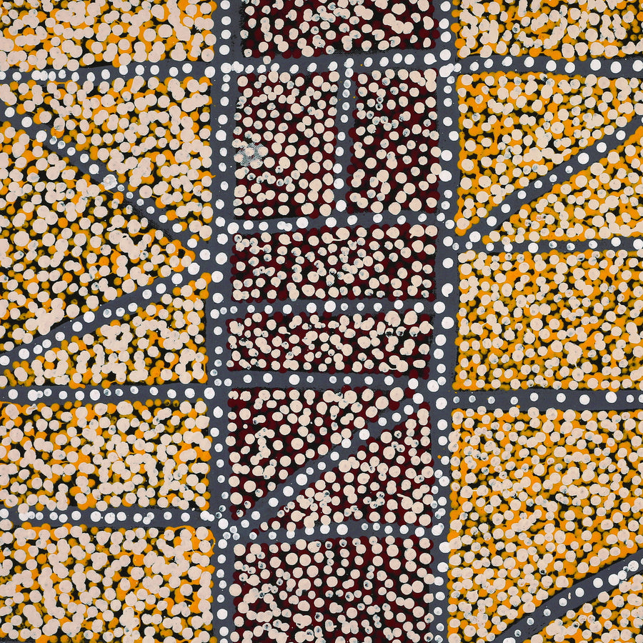 Aboriginal Artwork by Virginia Napaljarri Sims, Mina Mina Jukurrpa (Mina Mina Dreaming), 76x46cm