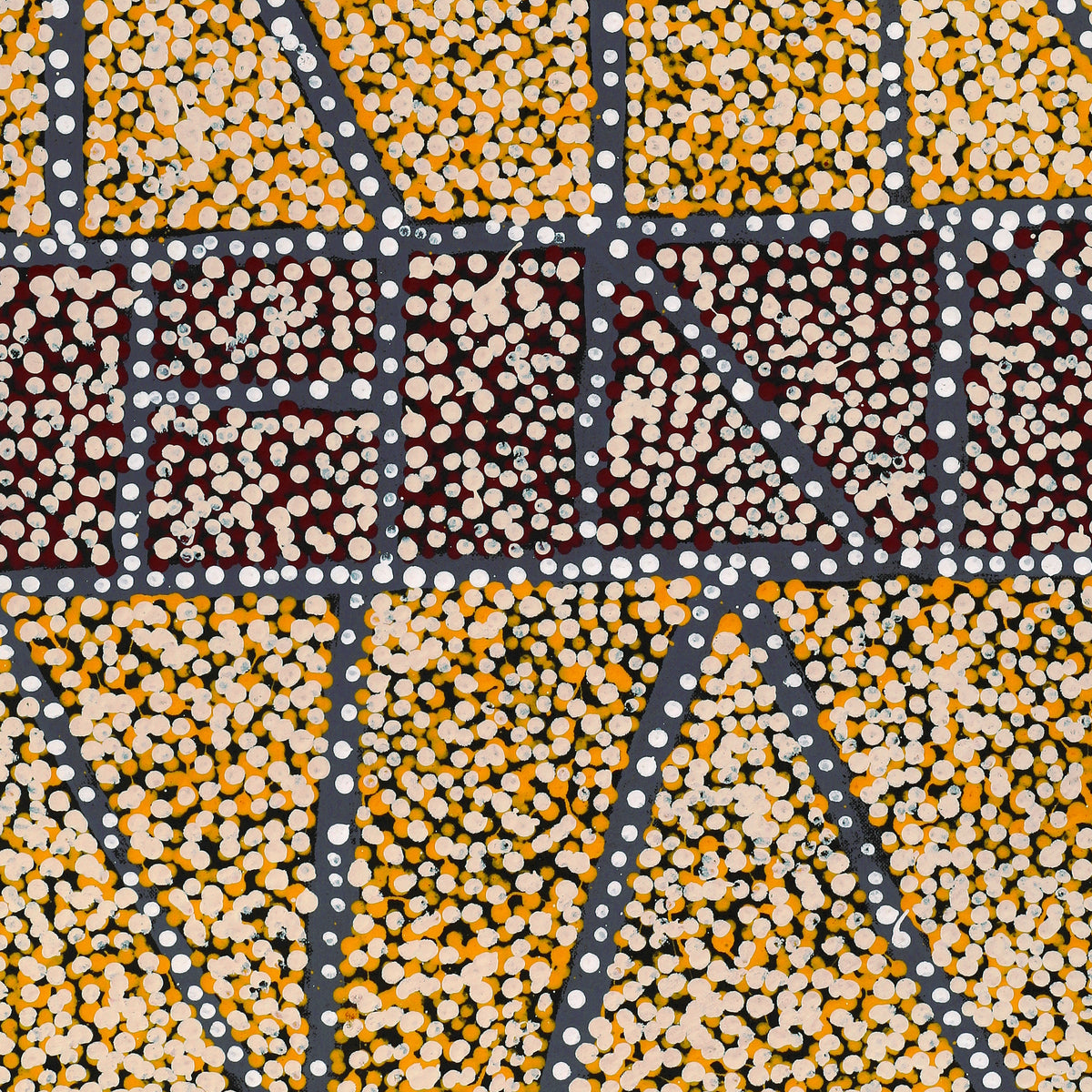 Aboriginal Art by Virginia Napaljarri Sims, Mina Mina Jukurrpa (Mina Mina Dreaming), 76x46cm - ART ARK®