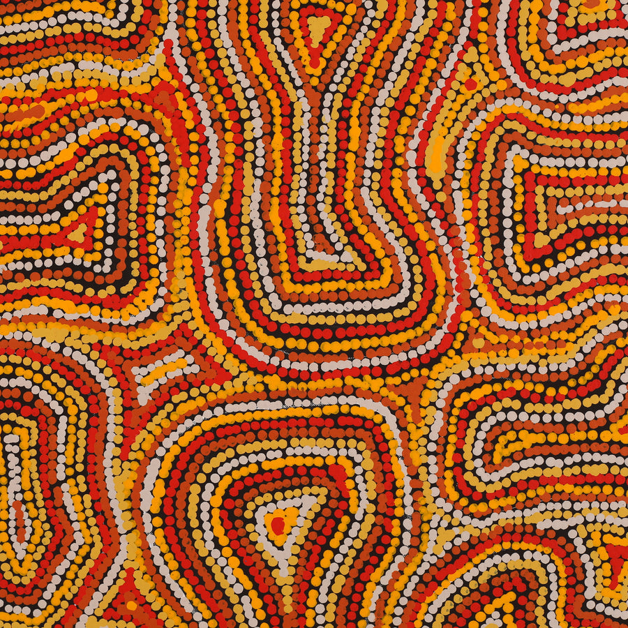 Aboriginal Artwork by Virginia Napaljarri Sims, Mina Mina Jukurrpa (Mina Mina Dreaming), 91x76cm