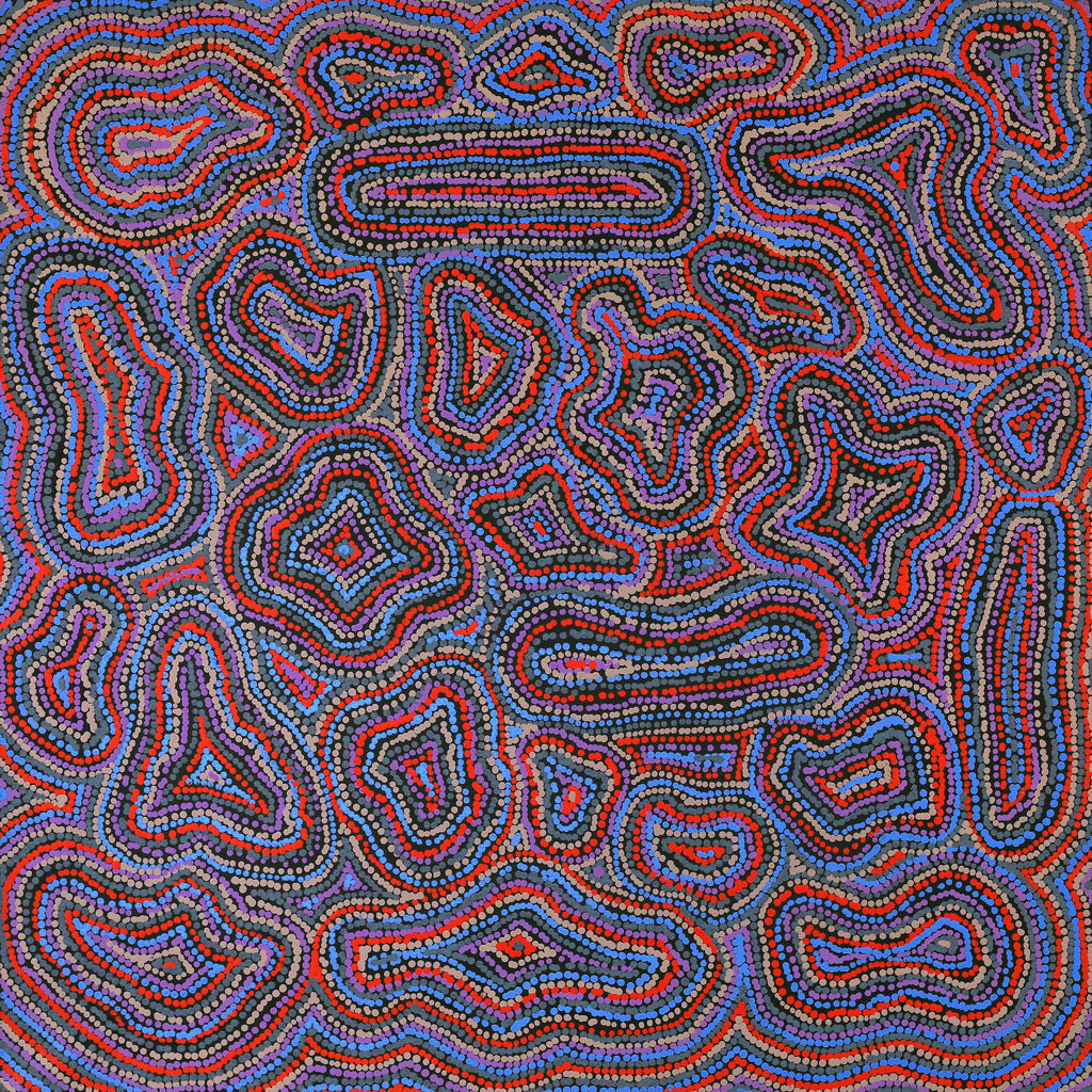 Aboriginal Artwork by Virginia Napaljarri Sims, Mina Mina Jukurrpa (Mina Mina Dreaming), 91x91cm