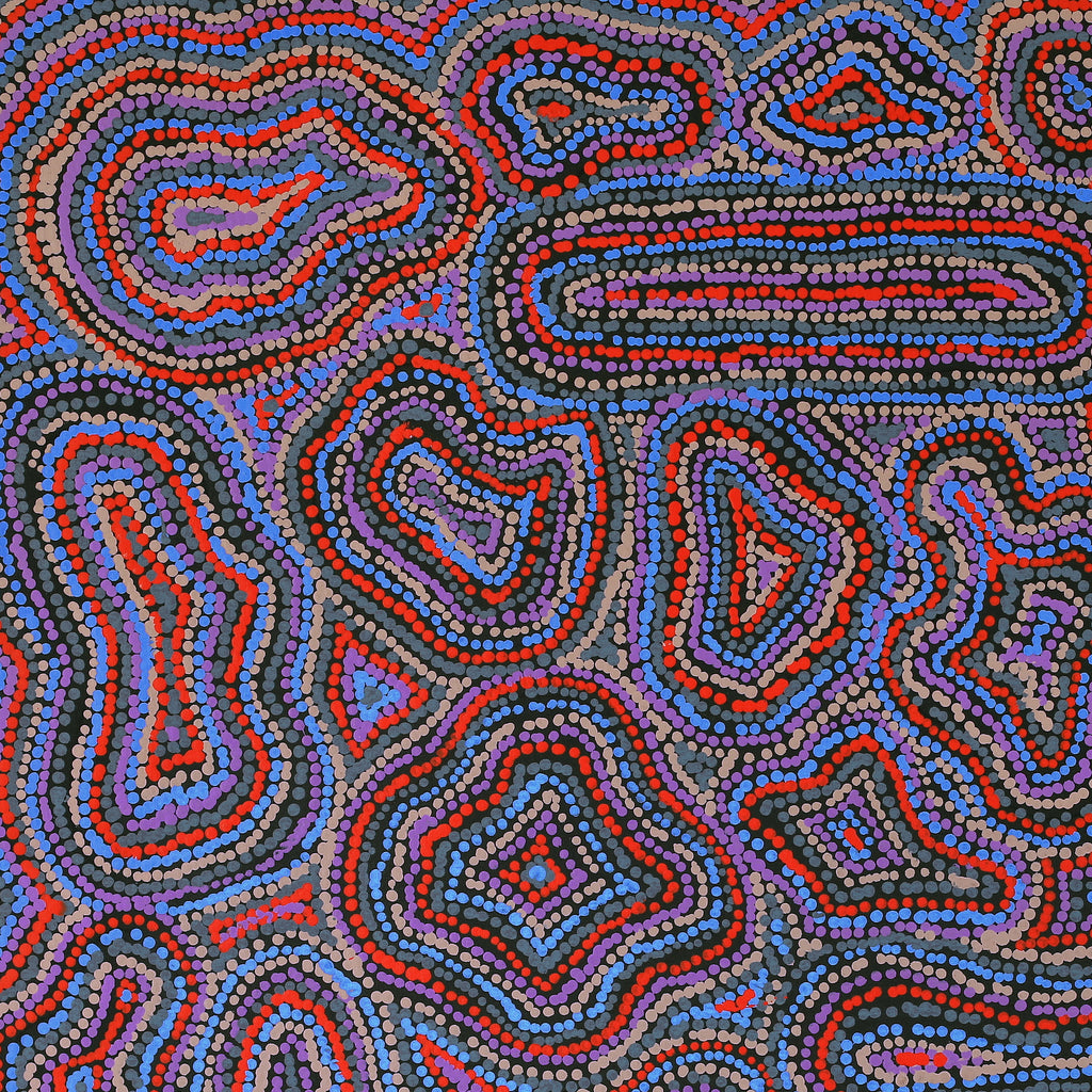 Aboriginal Artwork by Virginia Napaljarri Sims, Mina Mina Jukurrpa (Mina Mina Dreaming), 91x91cm