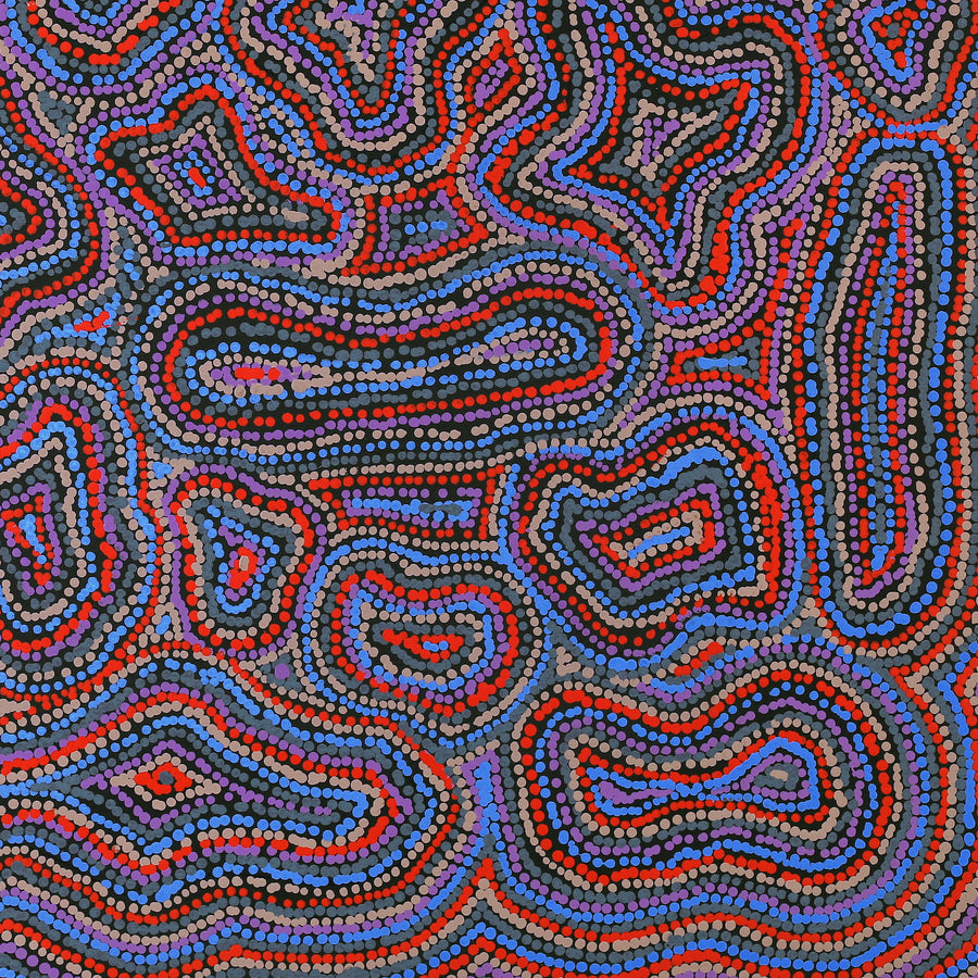 Aboriginal Artwork by Virginia Napaljarri Sims, Mina Mina Jukurrpa (Mina Mina Dreaming), 91x91cm