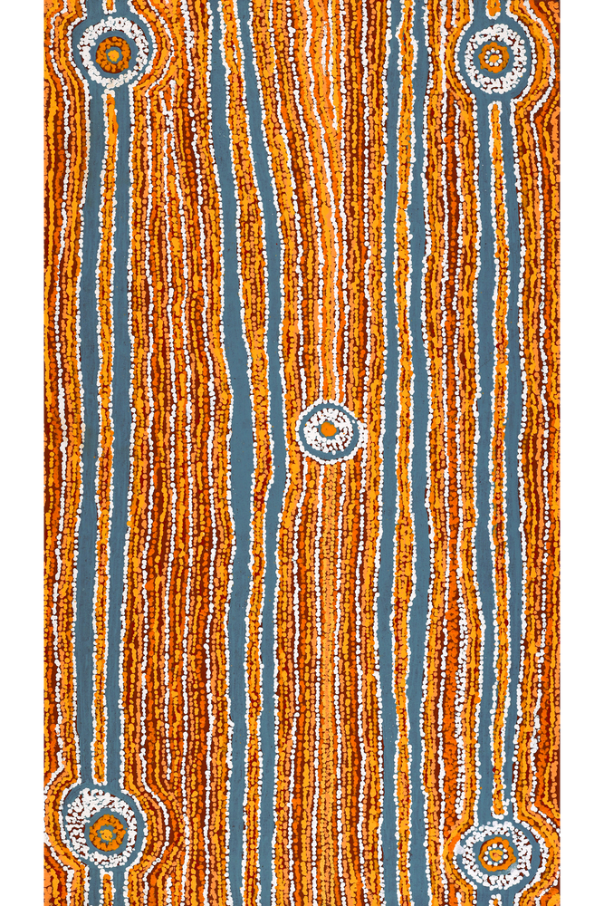 Aboriginal Artwork by Virginia Napaljarri Sims, Mina Mina Jukurrpa (Mina Mina Dreaming), 107x61cm