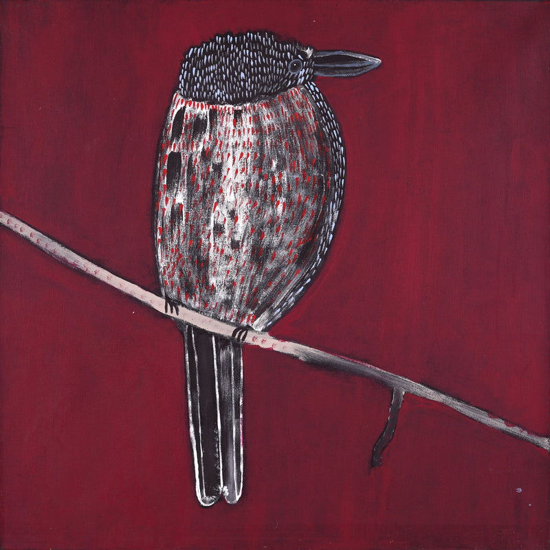 Aboriginal Artwork by Wilma Napangardi Poulson, Birds that live around Yuendumu, 76x76cm