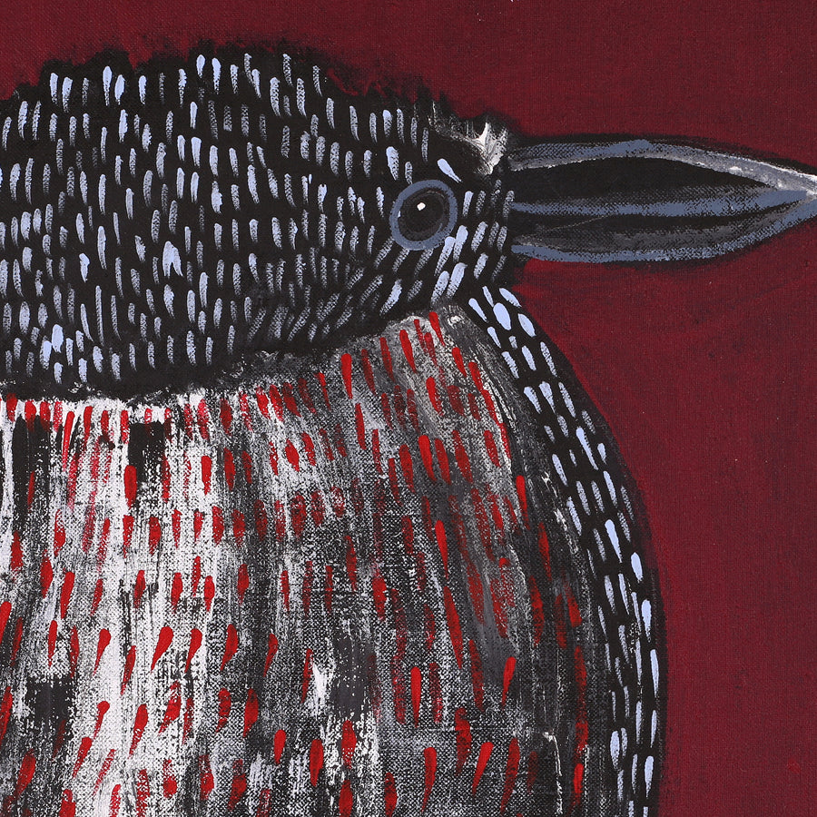 Aboriginal Artwork by Wilma Napangardi Poulson, Birds that live around Yuendumu, 76x76cm