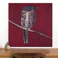 Aboriginal Artwork by Wilma Napangardi Poulson, Birds that live around Yuendumu, 76x76cm