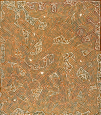 Aboriginal Artwork by Walter Jangala Brown, Tingari Cycle, 122x107cm