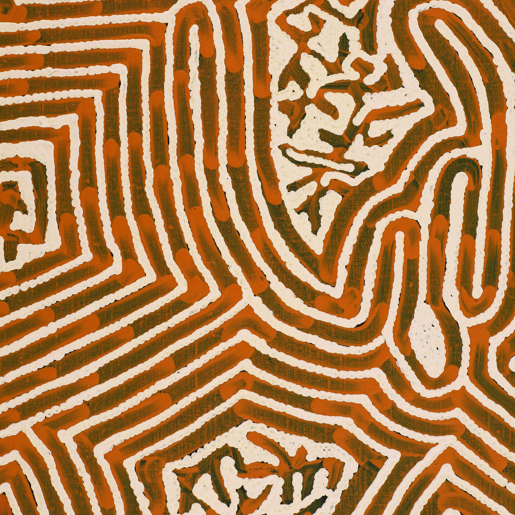 Aboriginal Artwork by Walter Jangala Brown, Tingari Cycle, 122x107cm