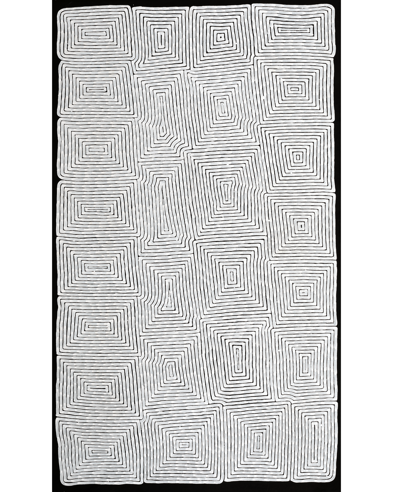 Aboriginal Artwork by Walter Jangala Brown, Tingari Cycle, 182x107cm