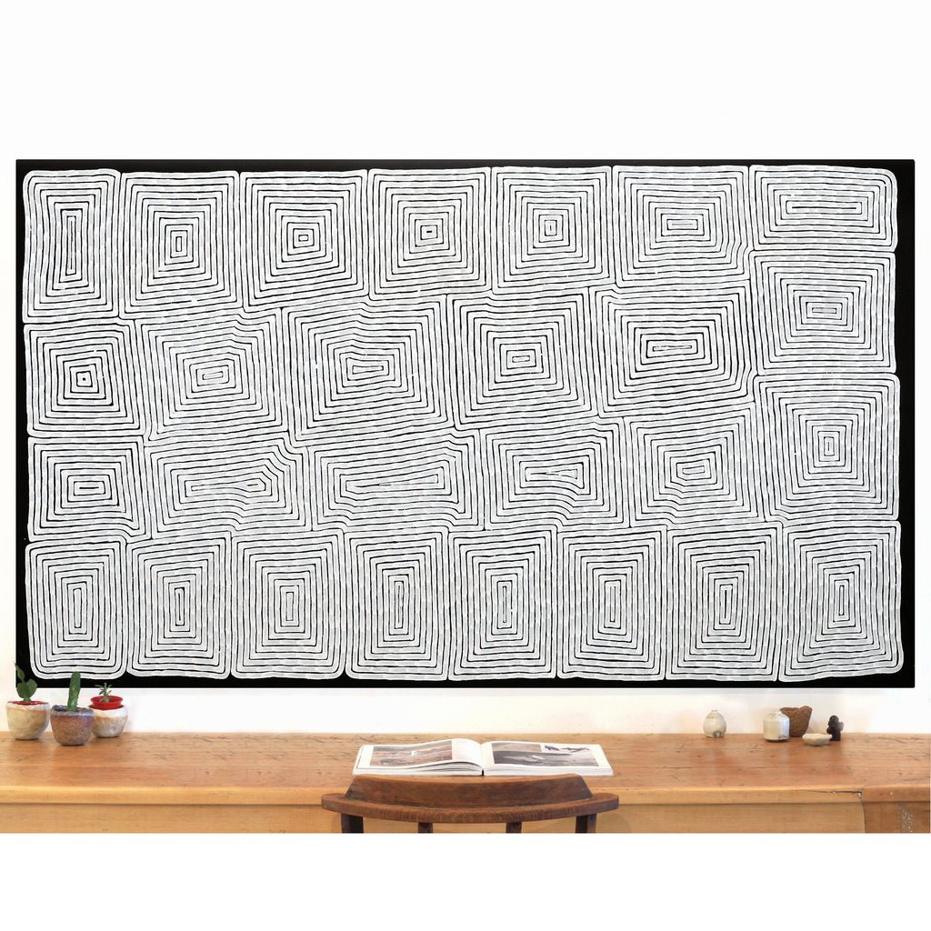 Aboriginal Artwork by Walter Jangala Brown, Tingari Cycle, 182x107cm