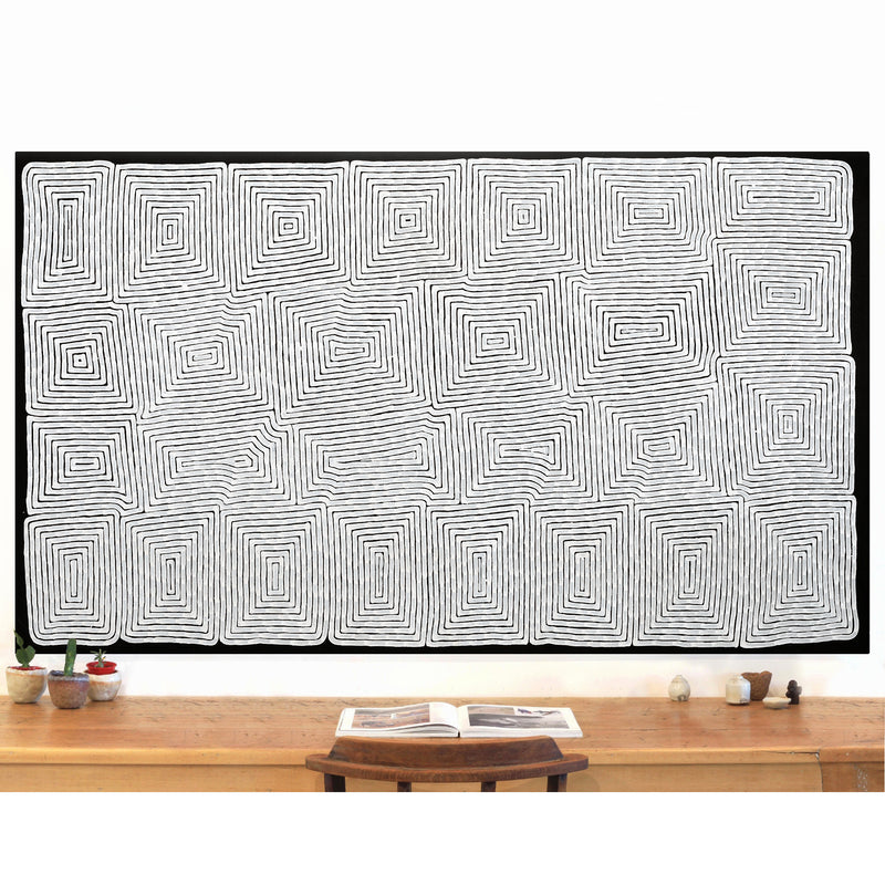 Aboriginal Artwork by Walter Jangala Brown, Tingari Cycle, 182x107cm