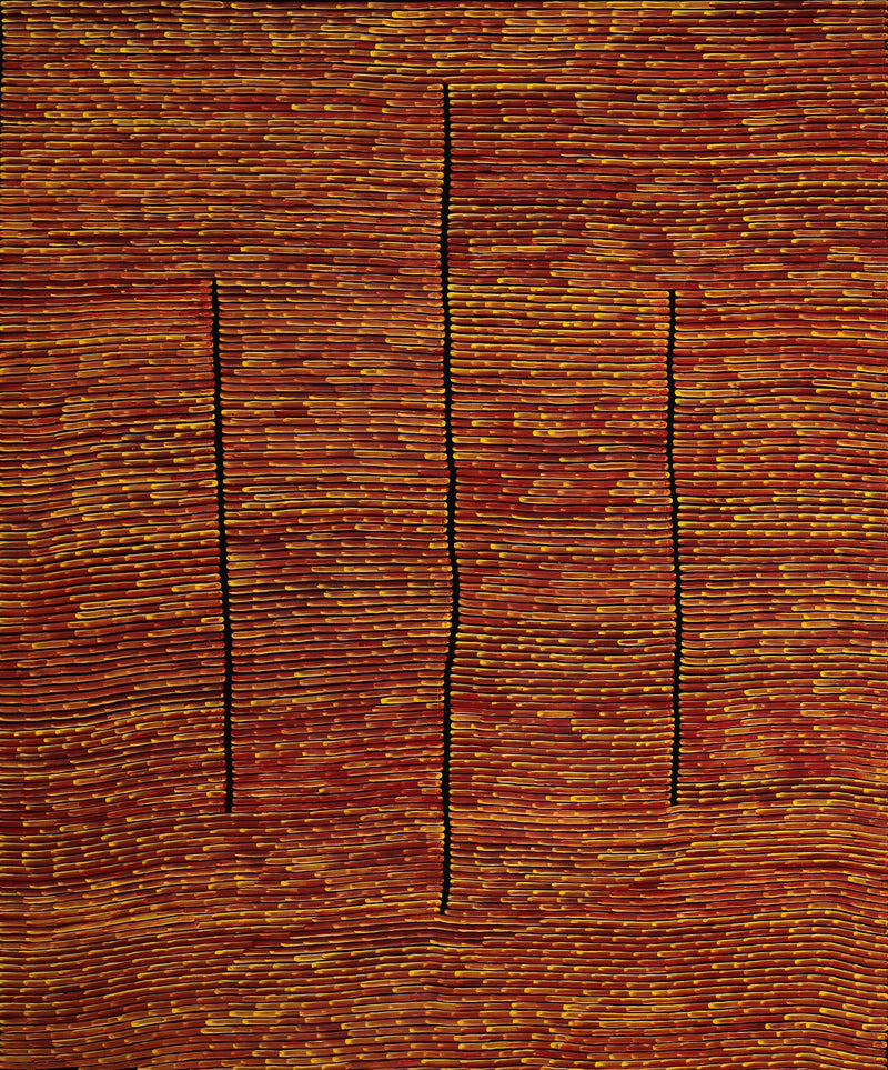 Aboriginal Artwork by Walter Jangala Brown, Tingari Cycle, 182x152cm