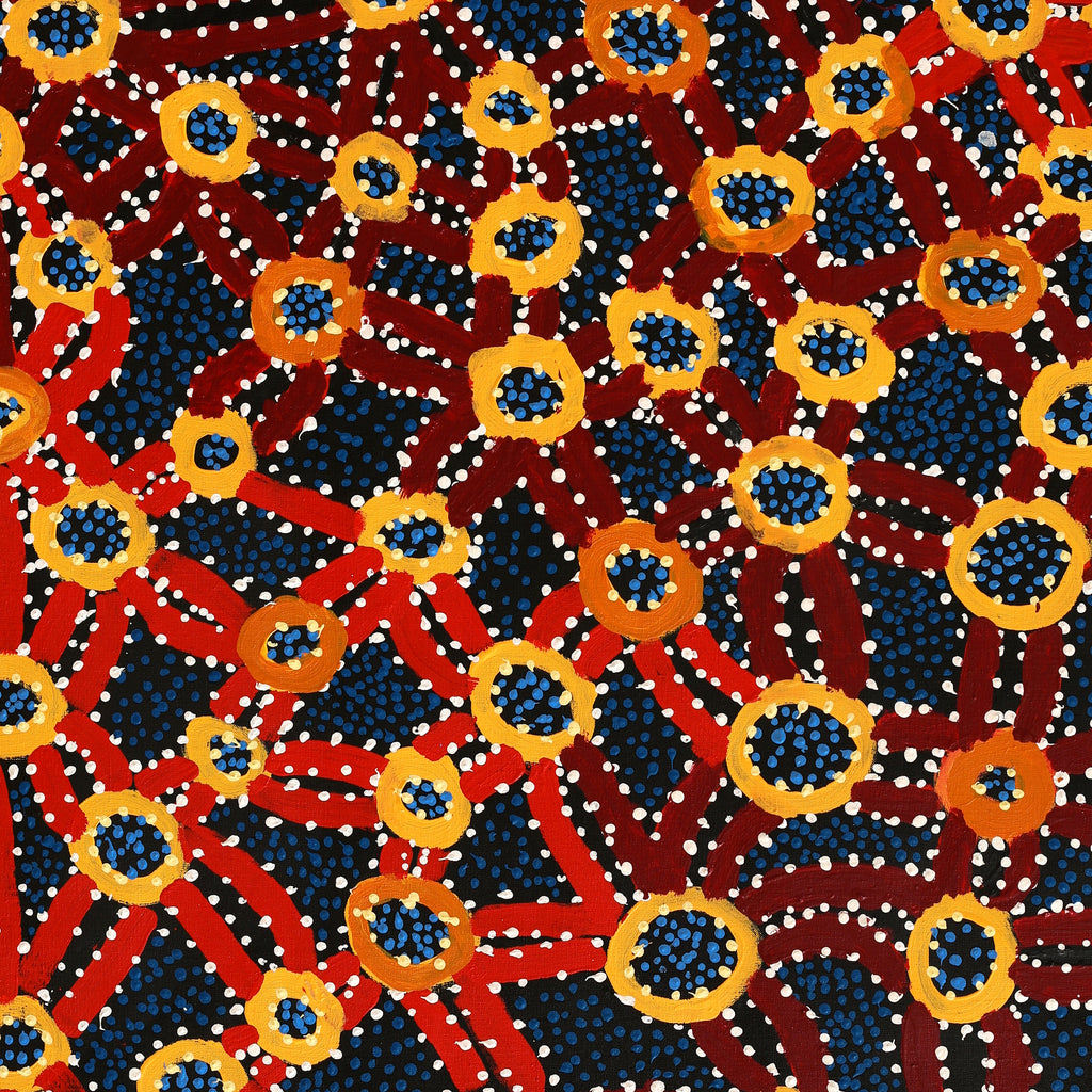 Aboriginal Artwork by Watson Jangala Robertson, Ngapa Jukurrpa (Water Dreaming) - Puyurru, 91x76cm