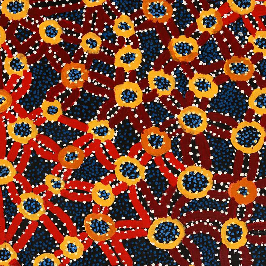 Aboriginal Artwork by Watson Jangala Robertson, Ngapa Jukurrpa (Water Dreaming) - Puyurru, 91x76cm