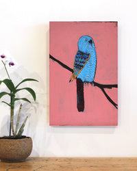 Aboriginal Artwork by Wilma Napangardi Poulson, Birds that live around Yuendumu, 46x30cm
