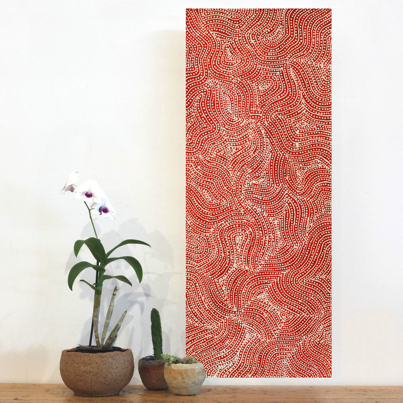 Aboriginal Artwork by Wendy Nungarrayi Brown, Napaljarri-warnu Jukurrpa (Seven Sisters Dreaming), 76x30cm