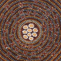 Aboriginal Art by Wendy Napaljarri Kitson, Ngatijirri Jukurrpa (Budgerigar Dreaming), 30x30cm - ART ARK®