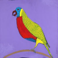 Aboriginal Artwork by Wilma Napangardi Poulson, Birds that live around Yuendumu, 46x46cm