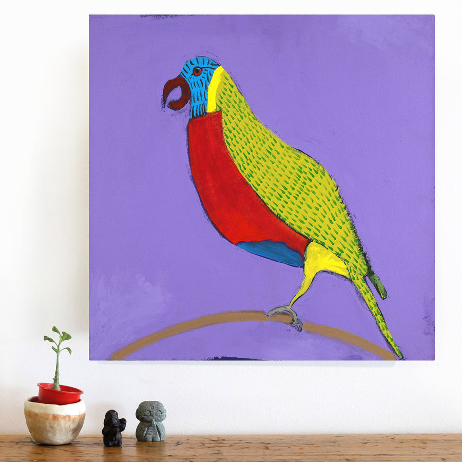 Aboriginal Artwork by Wilma Napangardi Poulson, Birds that live around Yuendumu, 46x46cm