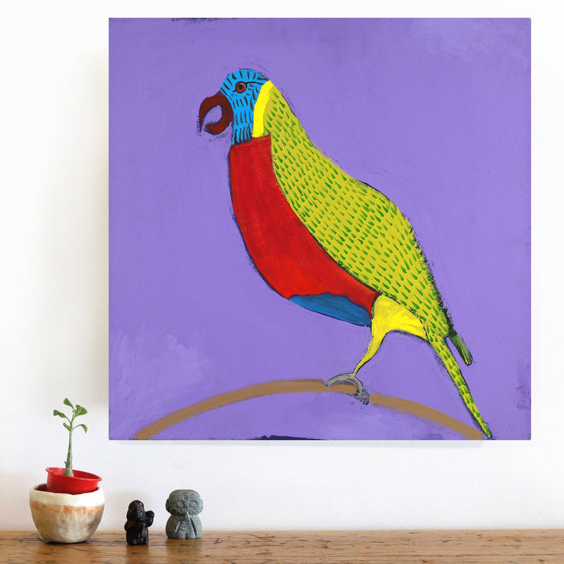 Aboriginal Artwork by Wilma Napangardi Poulson, Birds that live around Yuendumu, 46x46cm